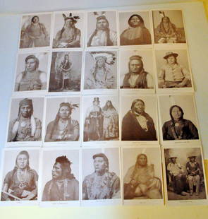 American Indian postcards chiefs: Collection of about 20 different Indian chiefs and scouts new old stock from old Long Island General store - never sold