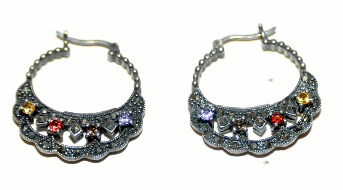 Sterling marcasite sterling earrings gemstone (1 of 3)