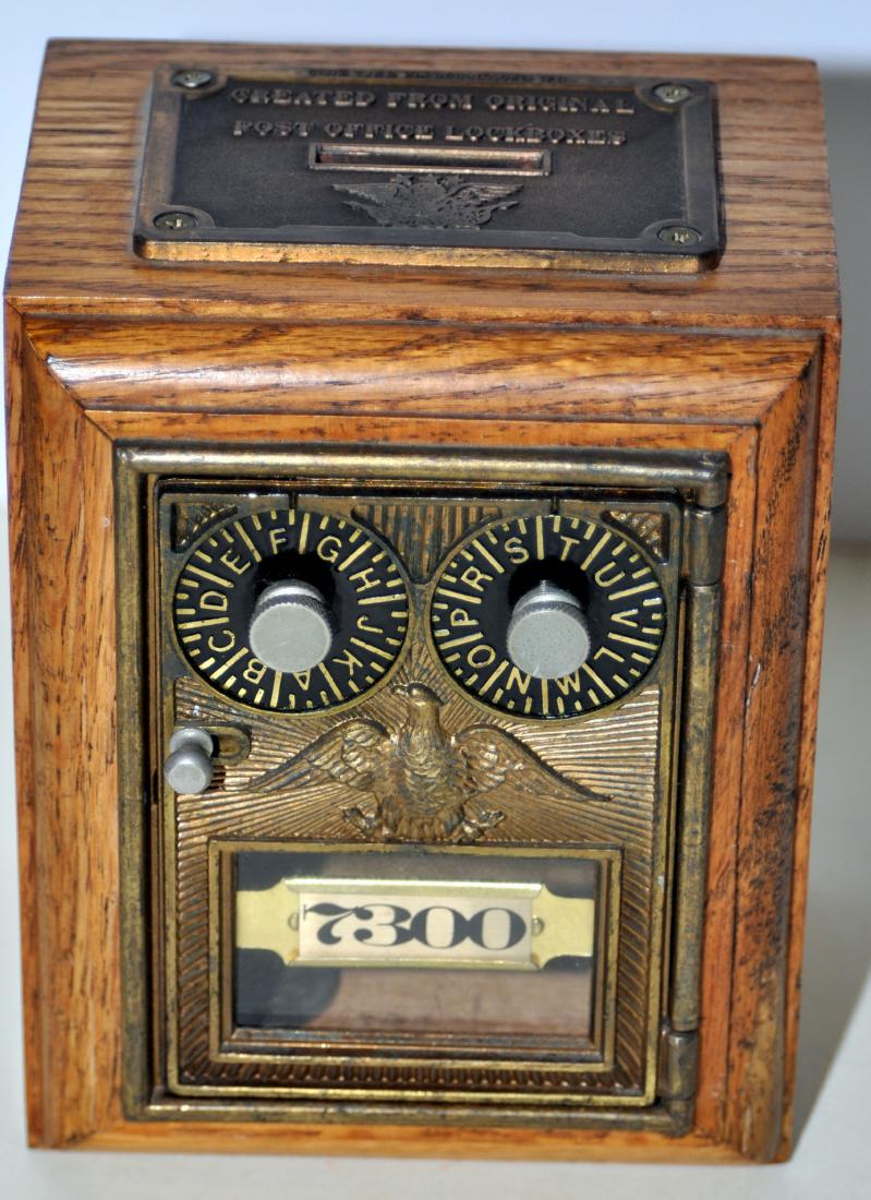Bank vintage P O Box oak (1 of 3)