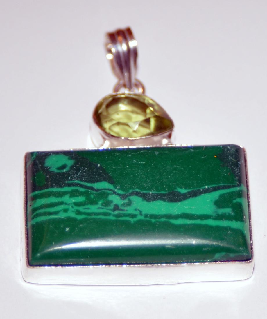Malachite sterling pendant - gemstone (1 of 2)