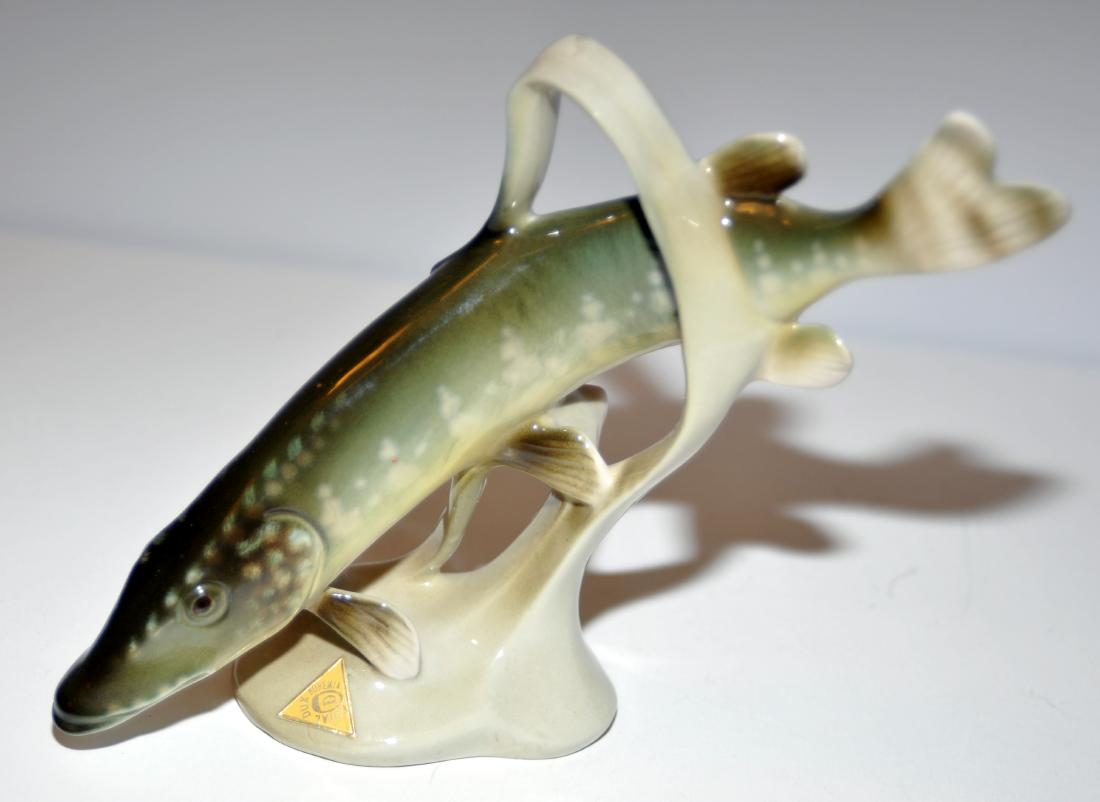Royal Dux Bohemian fish statue: Royal Dux Bohemia fish statue in great condition - probably pickereal or in that family -about 6 x 5 inches