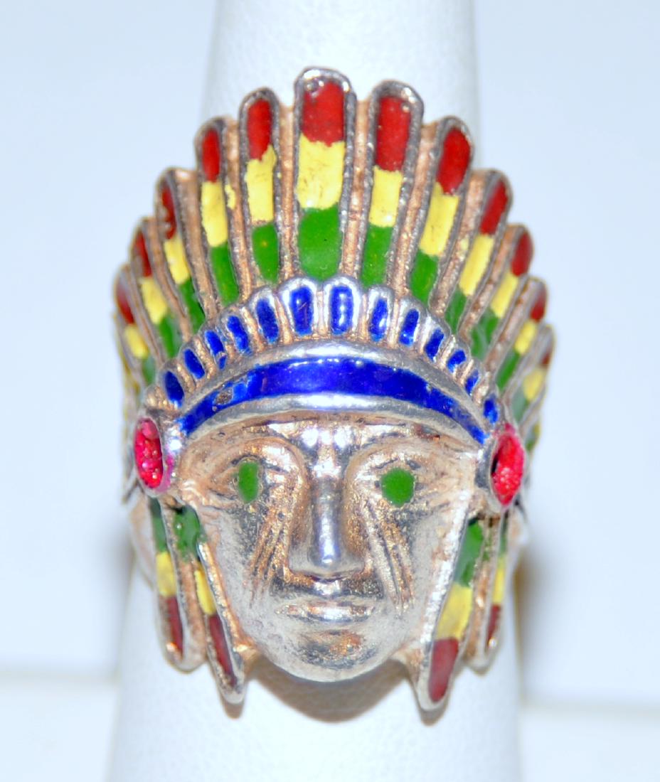 Indian sterling vintage ring enamelled (1 of 5)