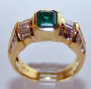 Emerald diamond 18kt ring