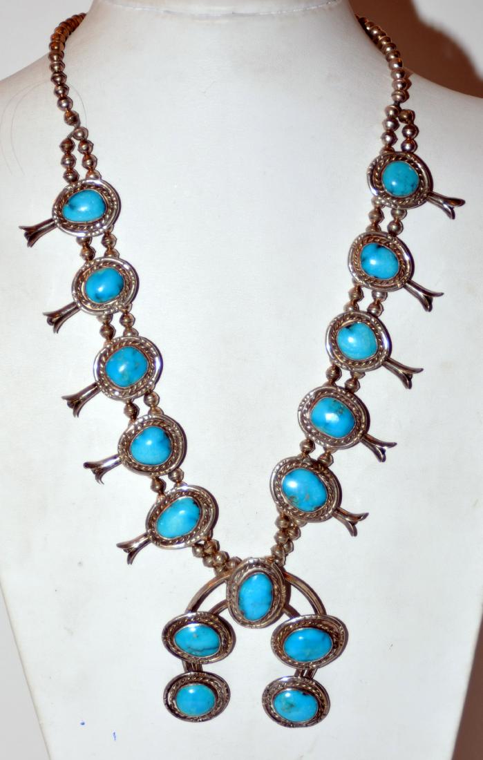 Squash blossom turquoise sterling necklace (1 of 4)