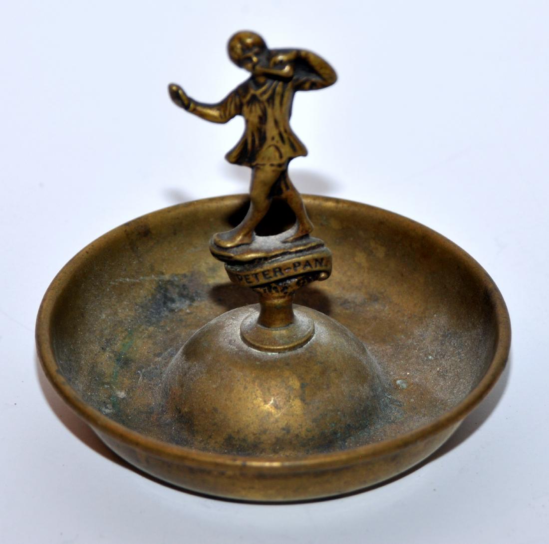 Vintage brass Peter pan dish: Vintage Peter pan figural brass dresser tray/dish - English late 19th c -about 4 1/4 diameter