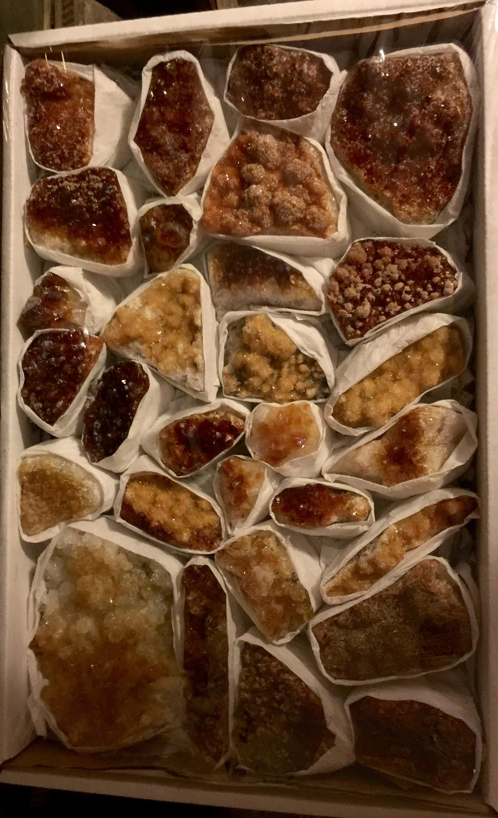 Citrine mineral specimens collection: Citrine mineral specimen collection- nice crystalline specimens with various shapes and sizes. Most about 2 x 3 inches