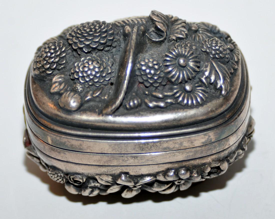 Henryk Winograd sterling box: Henryk Winograd(1918-2008) silver box repousse acorn pattern dresser box marked on bottom with initials and silver mark- about 3 x 2 1/3 inches