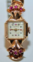 Vintage watch pink gold ruby