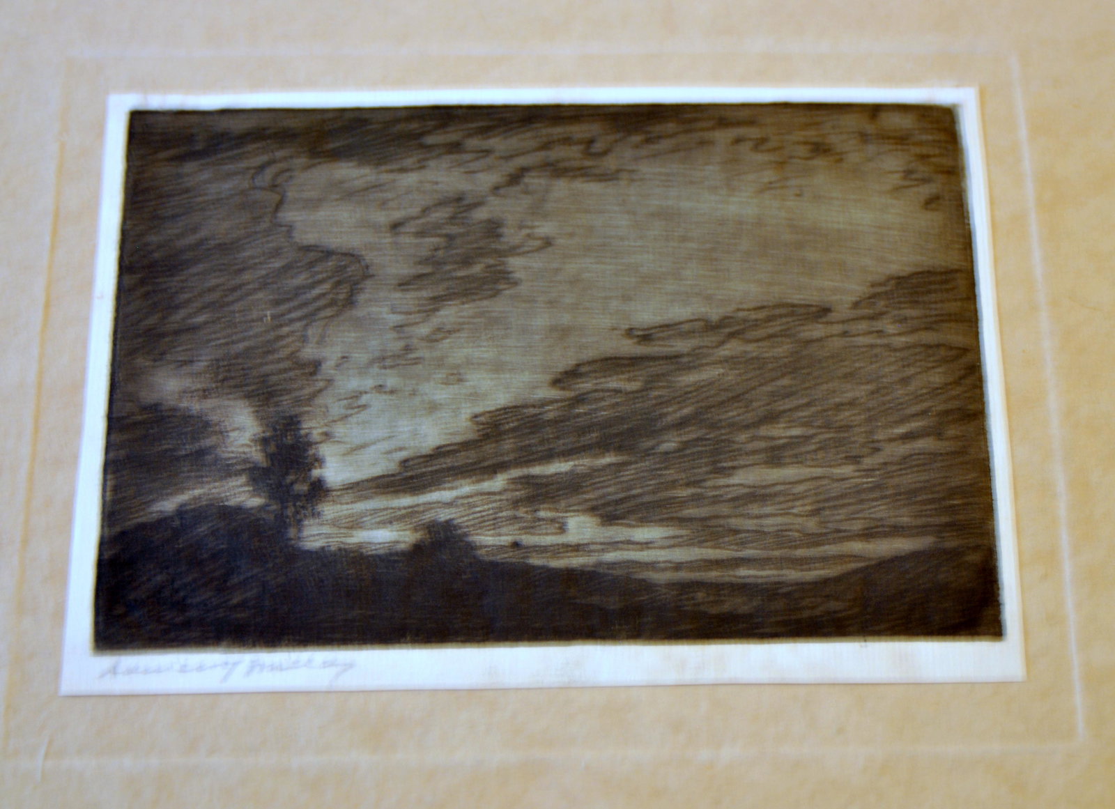 Addison T. Millar etching, 1910: Addison T. Millar . "Valley after the Storm, Silvermine(Connecticut). Etching: c, 1910 , signed with pencil, l. r. Size: 12 x 14 inches.