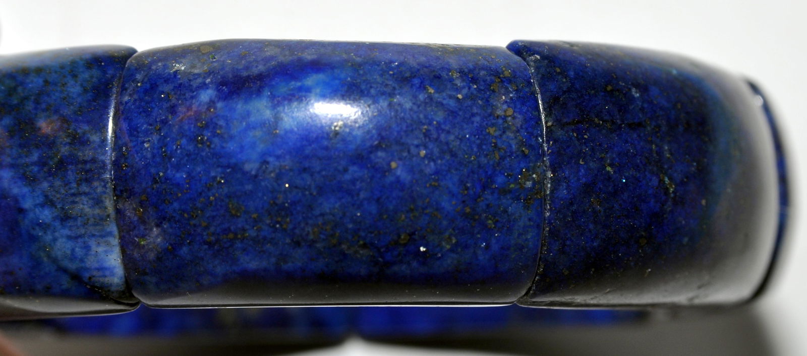 Lapis bracelet segmented wide: Lapis stretch bracelet - segmented wide with 7 separate rectangles - 3/4 inch wide