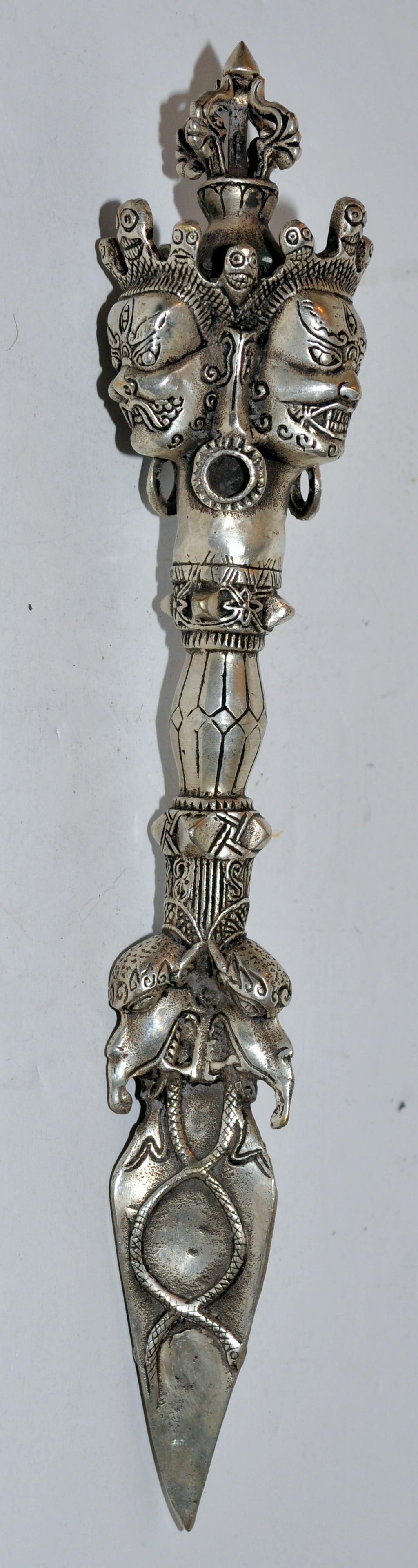 Demon stake Tibetan peg: Demon Tibetan stake designed to ward off evil spirits - also used as tent peg - 13 inches long