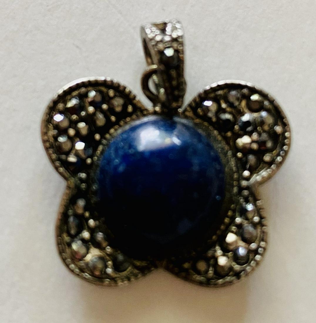 Butterfly lapis pendant marcasite: Butterfly lapis pendant with marcasites -about 1 inch and in great condition
