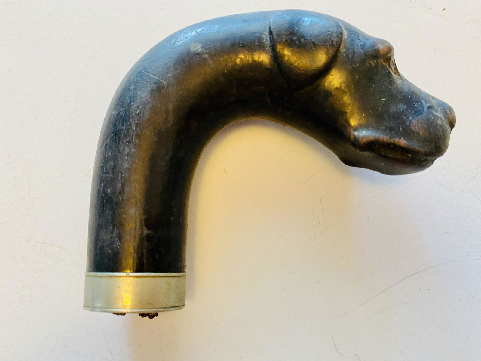 Horn dog head cane head vintage (1 of 4)