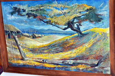 Manzanillo Mexico oil Painting signed 1948