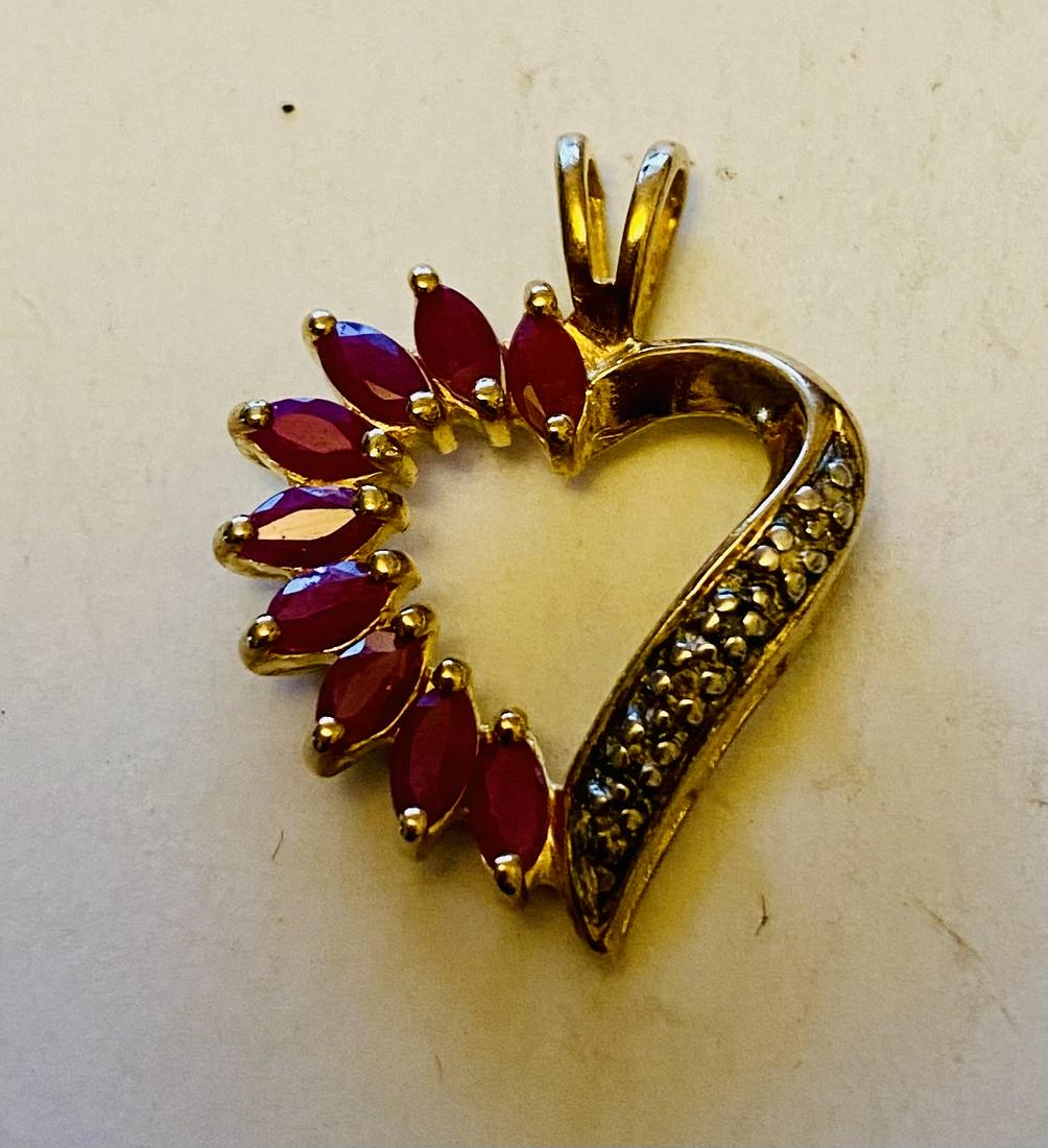 Ruby heart vermeil pendant (1 of 3)