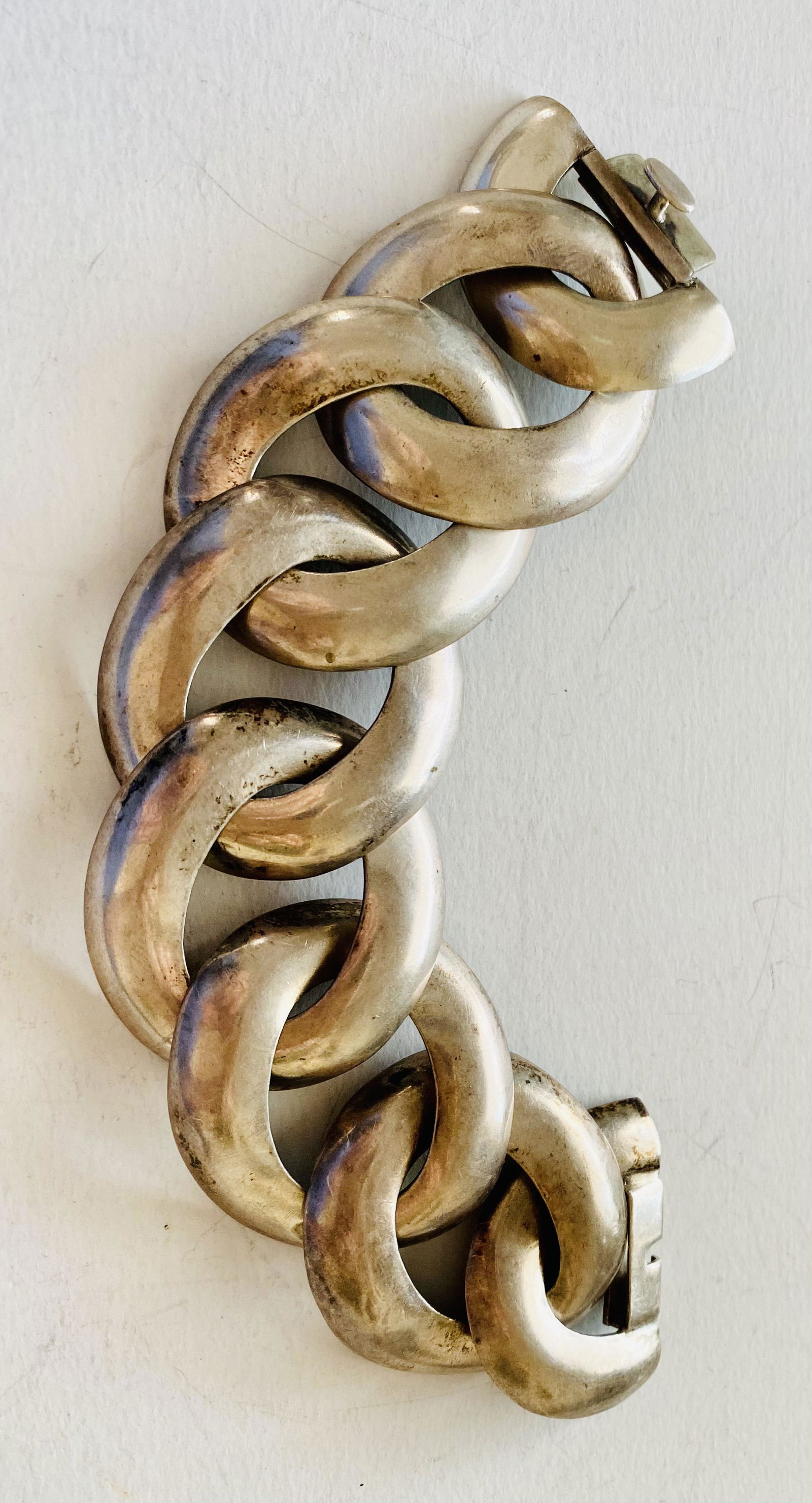 Vintage Mexican large sterling bracelet (1 of 6)