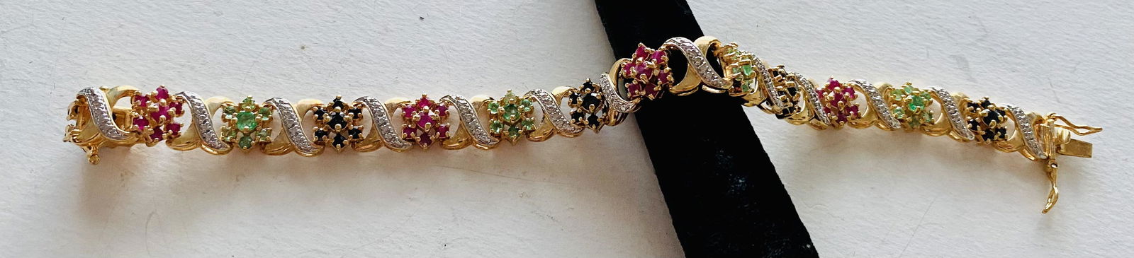 Vermeil gemstone ruby emerald bracelet (1 of 3)