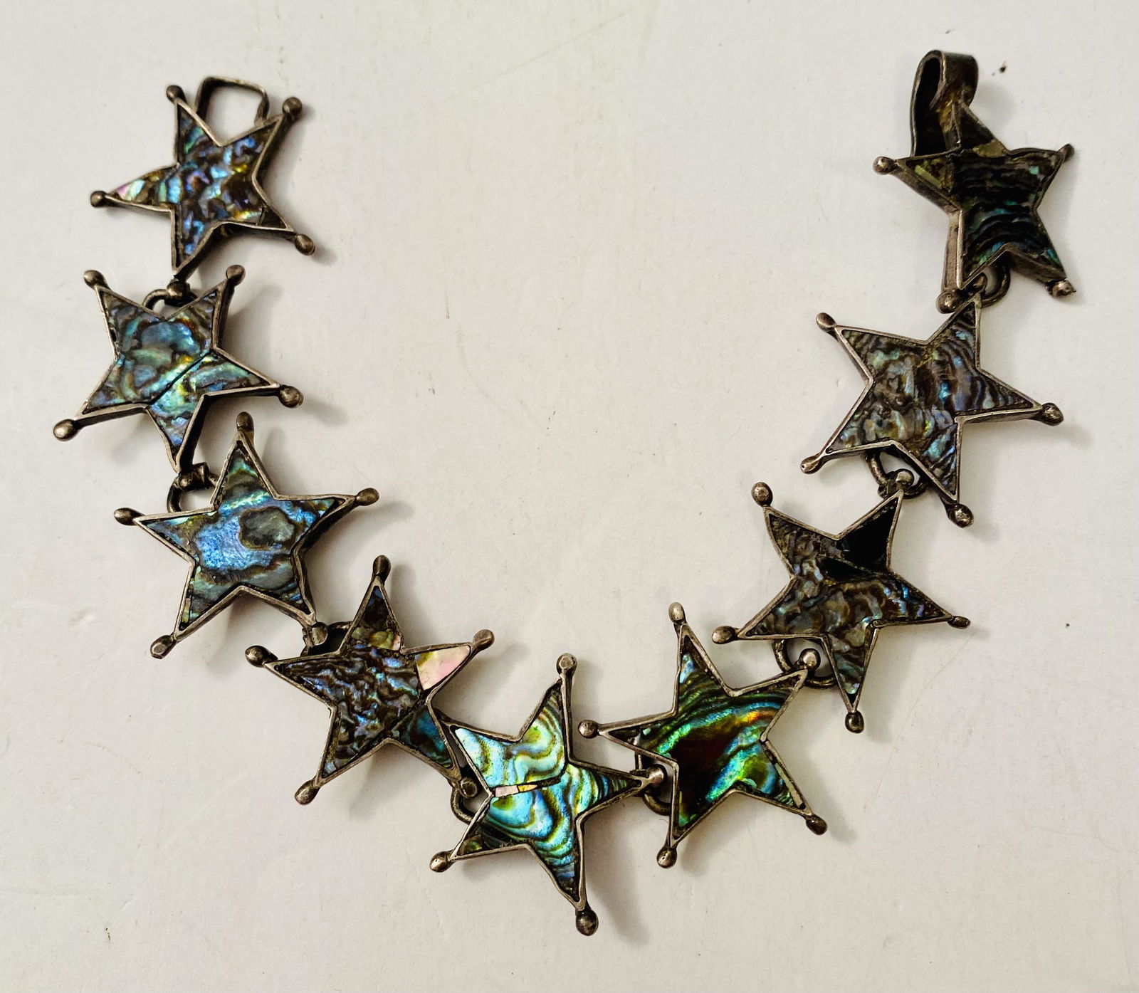 Mid century abalone star signed bracelet (1 of 6)