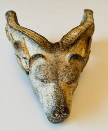 Walrus fossilized jaw carved bear/ salmon