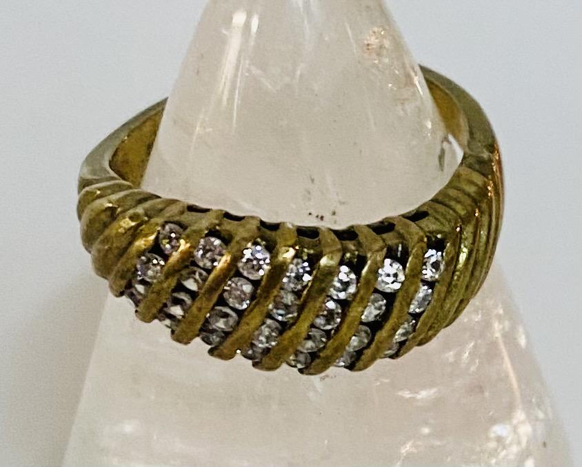 Vintage sterling band ring/stones (1 of 4)