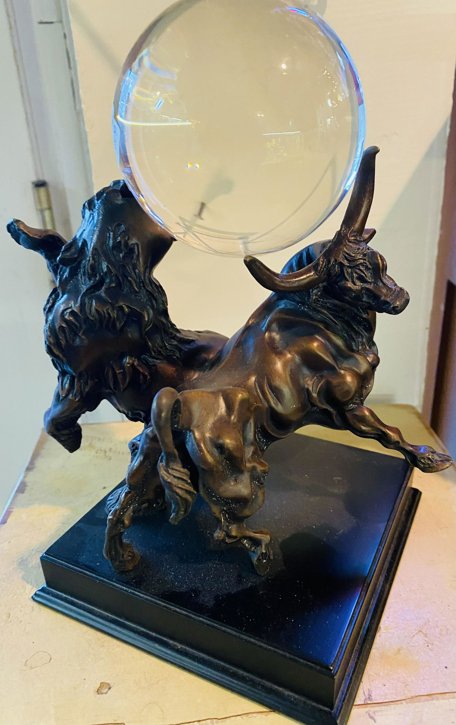 Franklin Mint bronze bull bear statue (1 of 5)