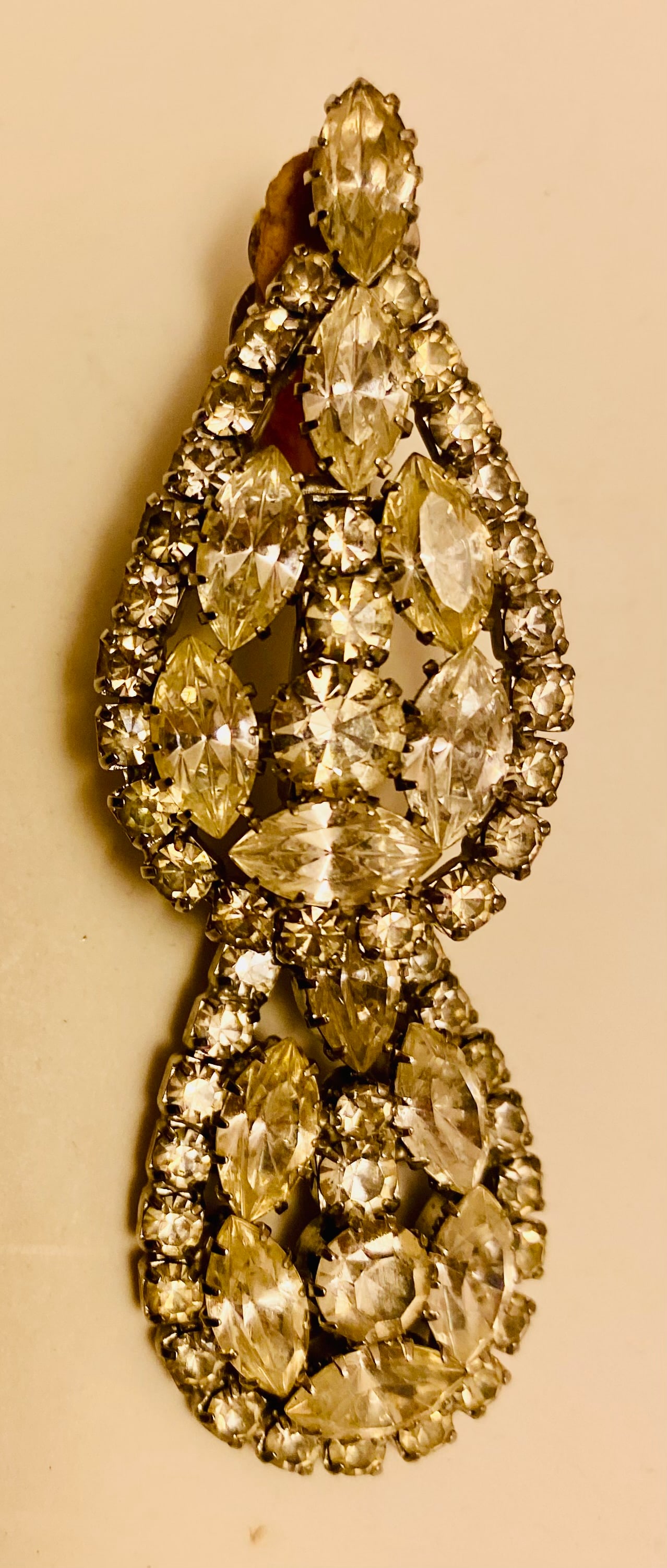 Rhinestone vintage earrings fancy double (1 of 2)