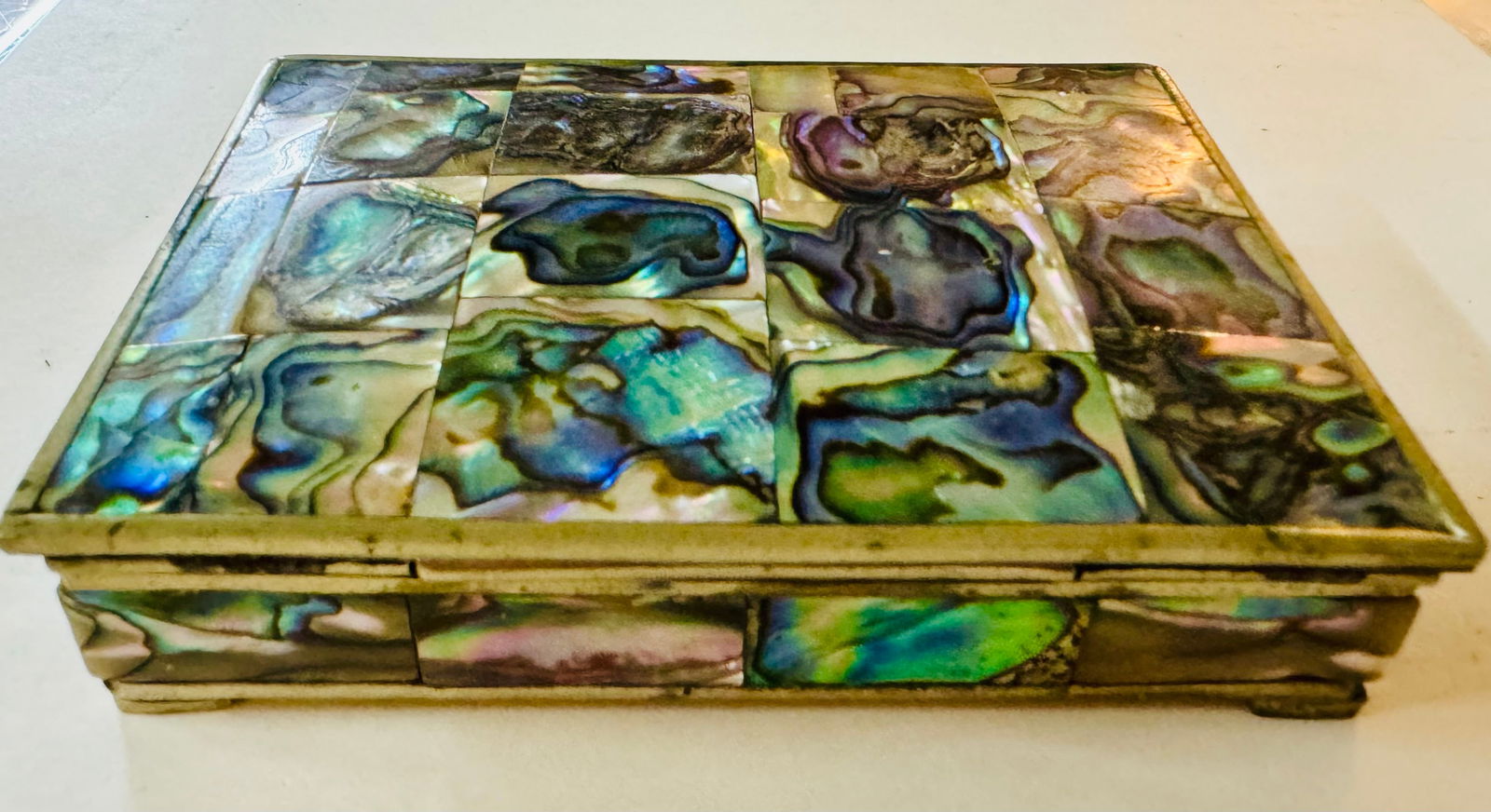 Abalone inlaid box with wood lining (1 of 3)