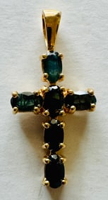 Vermeil sapphire cross pendant