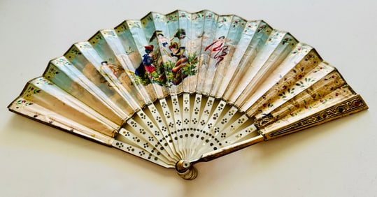 Mother of pearl fan with Victorian Ladies