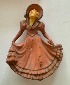 Metal figure of woman/Frankart mid c
