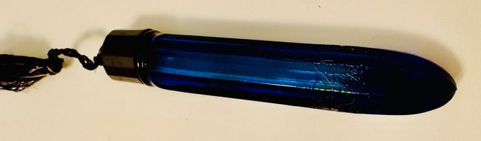 Blue cobalt glass perfume with cap
