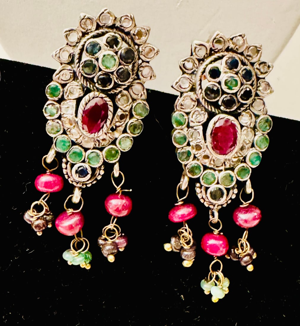 Pair sterling earrings with rubies (1 of 3)