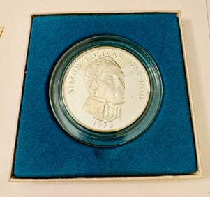 1973 boxed Panama 20 Balboas coin sterling silver