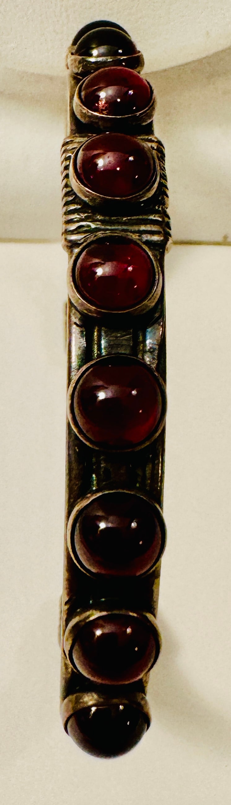 Garnet cuff sterling bracelet (1 of 4)