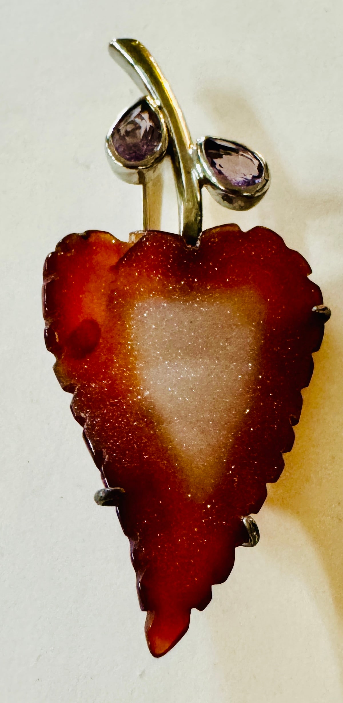 Druzy leaf sterling pin (1 of 4)