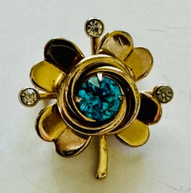 Coro signed four leaf clover antique pin