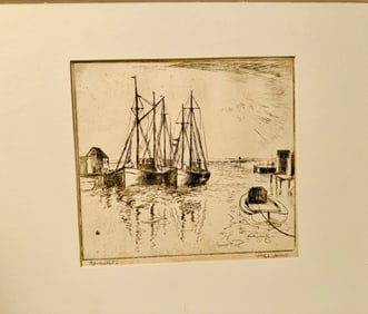 Signed Richard Hayley Lever Nantucket Ma Etching.