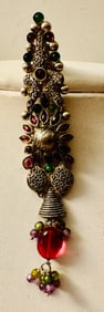 Gemstone long sterling earring