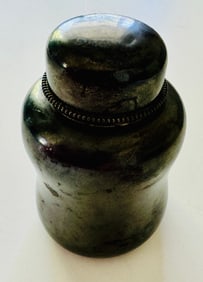 Sterling covered antique metal jar