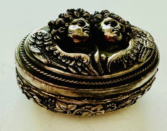 H . Winograd angel repousse oval box