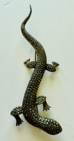 Vintage marcasite sterling 6 inch gecko/lizard