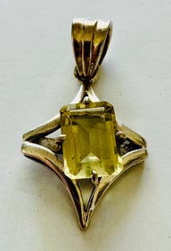 Lemon quartz gemstone sterling pendant