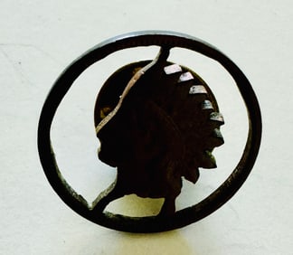 Indian head penny cut out collar/tie pin