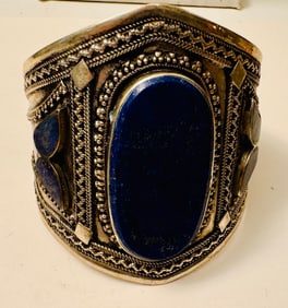 Lapis cuff large bracelet/wide