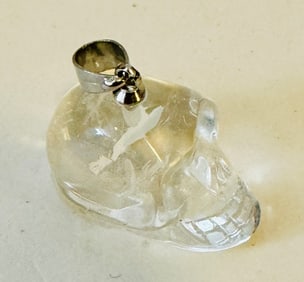 Clear quartz skull head pendant