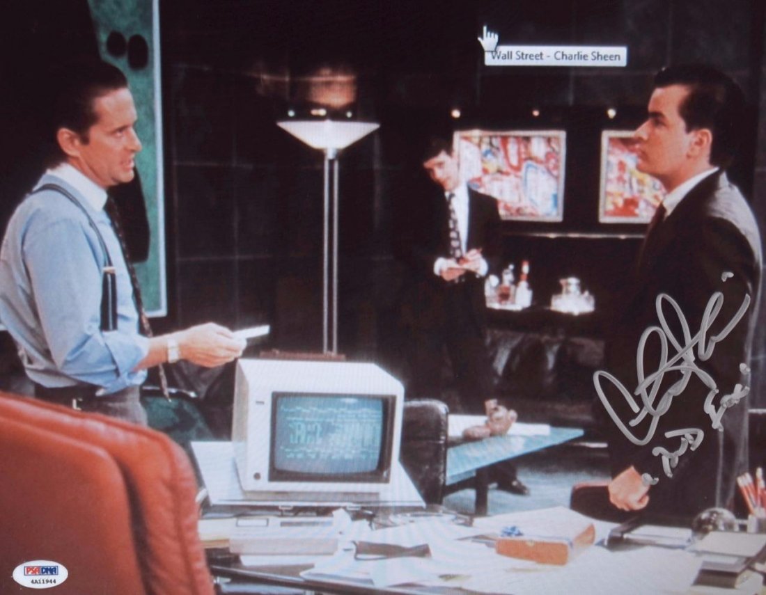 Charlie Sheen Signed "Bud Fox" 11x14 Photo Autographed (1 of 2)