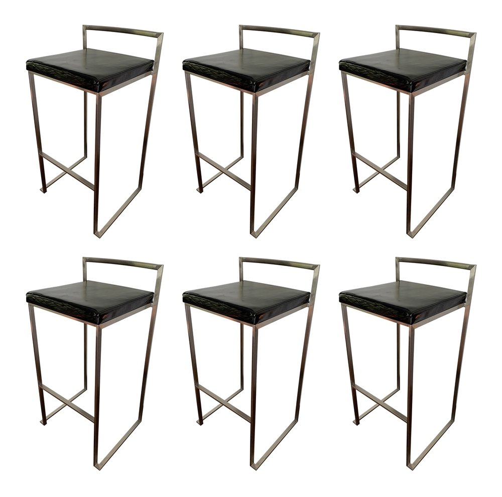 Set of 6 Barstools in Aluminum & Vinyl (1 of 17)