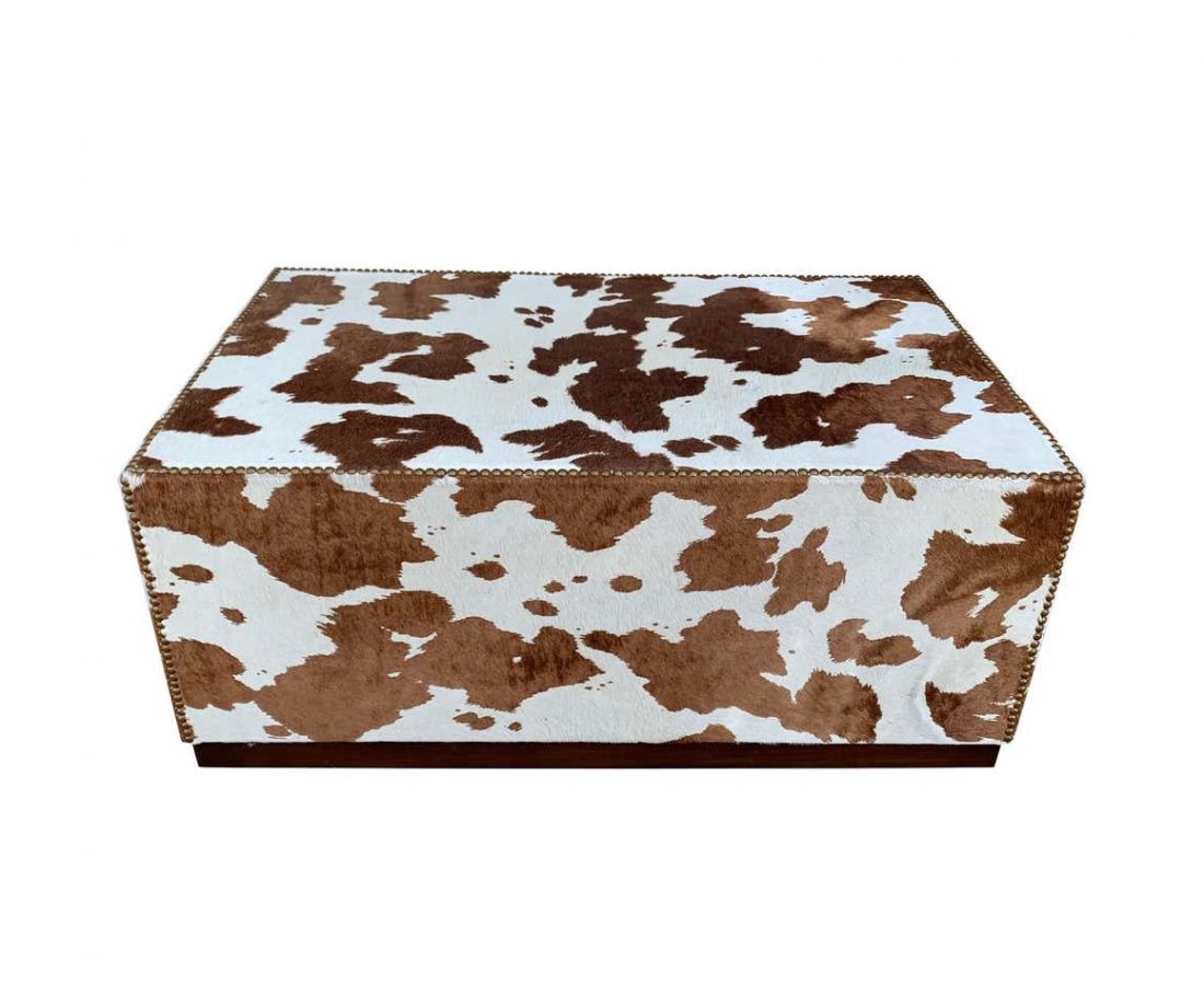 Coffee Table Embossed in Brown & White Cowhide (1 of 12)