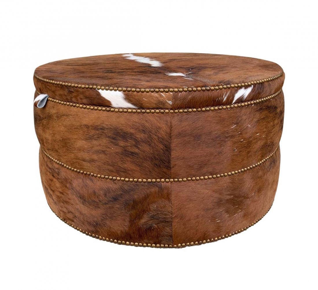 Coffee Table/Ottoman/Bar upholstered in Brown Cowhide (1 of 9)