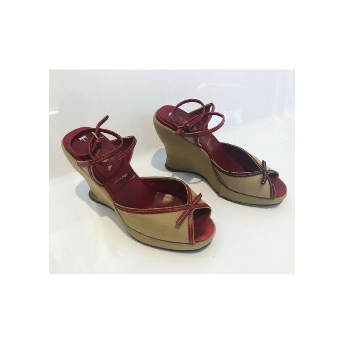 Prada Wedges in Red Leather & Fabric, SZ36 EU-6US (1 of 7)
